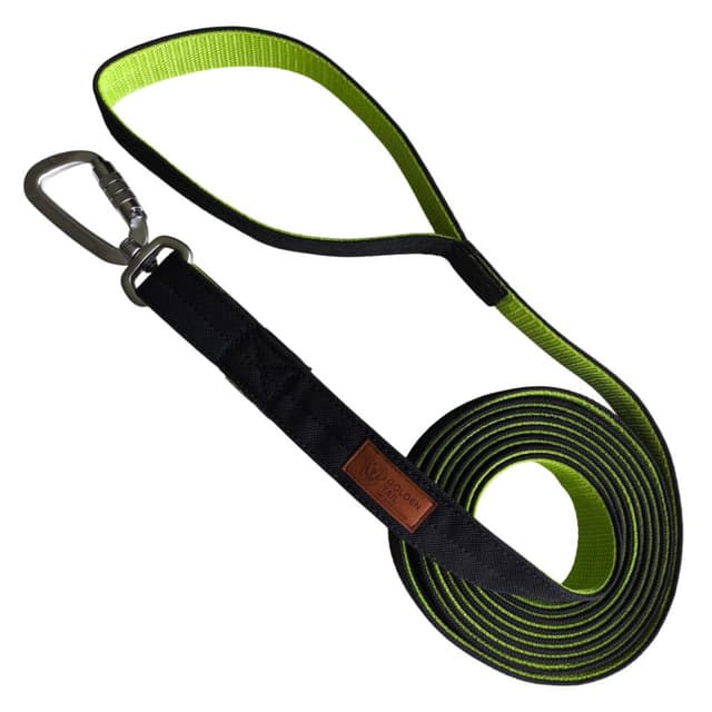 Smycz dla psa GoldenTail duży aluminiowy karabińczyk zielona czarna mocna