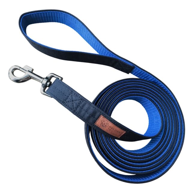 Smycz dla psa GoldenTail duży karabińczyk niebieska czarna mocna