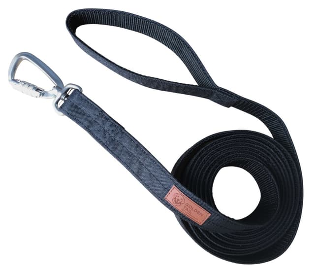 Smycz dla psa GoldenTail duży aluminiowy karabińczyk czarna mocna