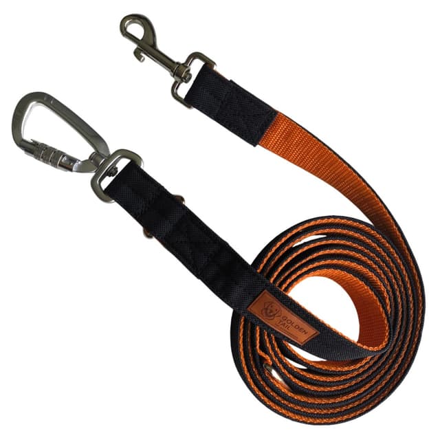 Smycz dla psa GoldenTail przepinana regulowana pomarańczowa czarna mocna